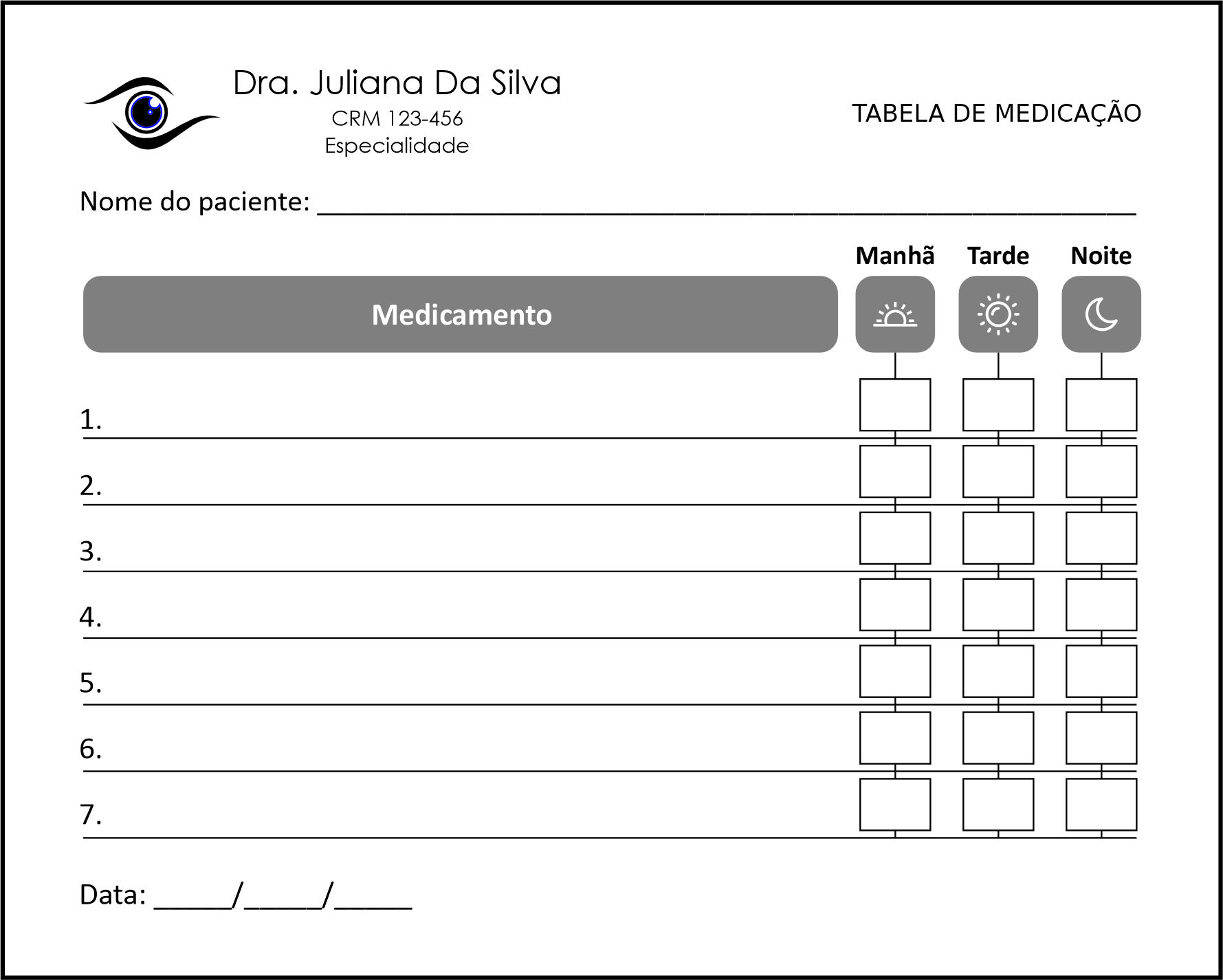 Tabela de Medicação Oftalmologia Estocolmo