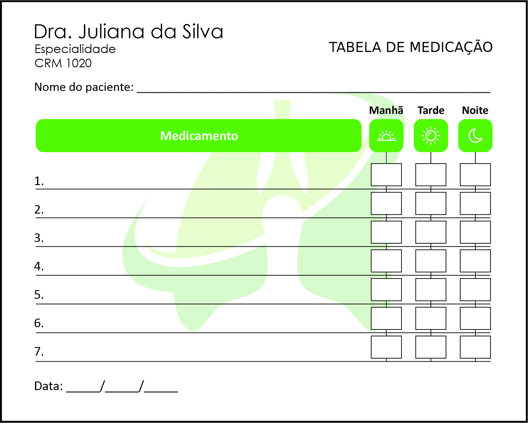 Tabela de Medicação Pneumologia Copenhague