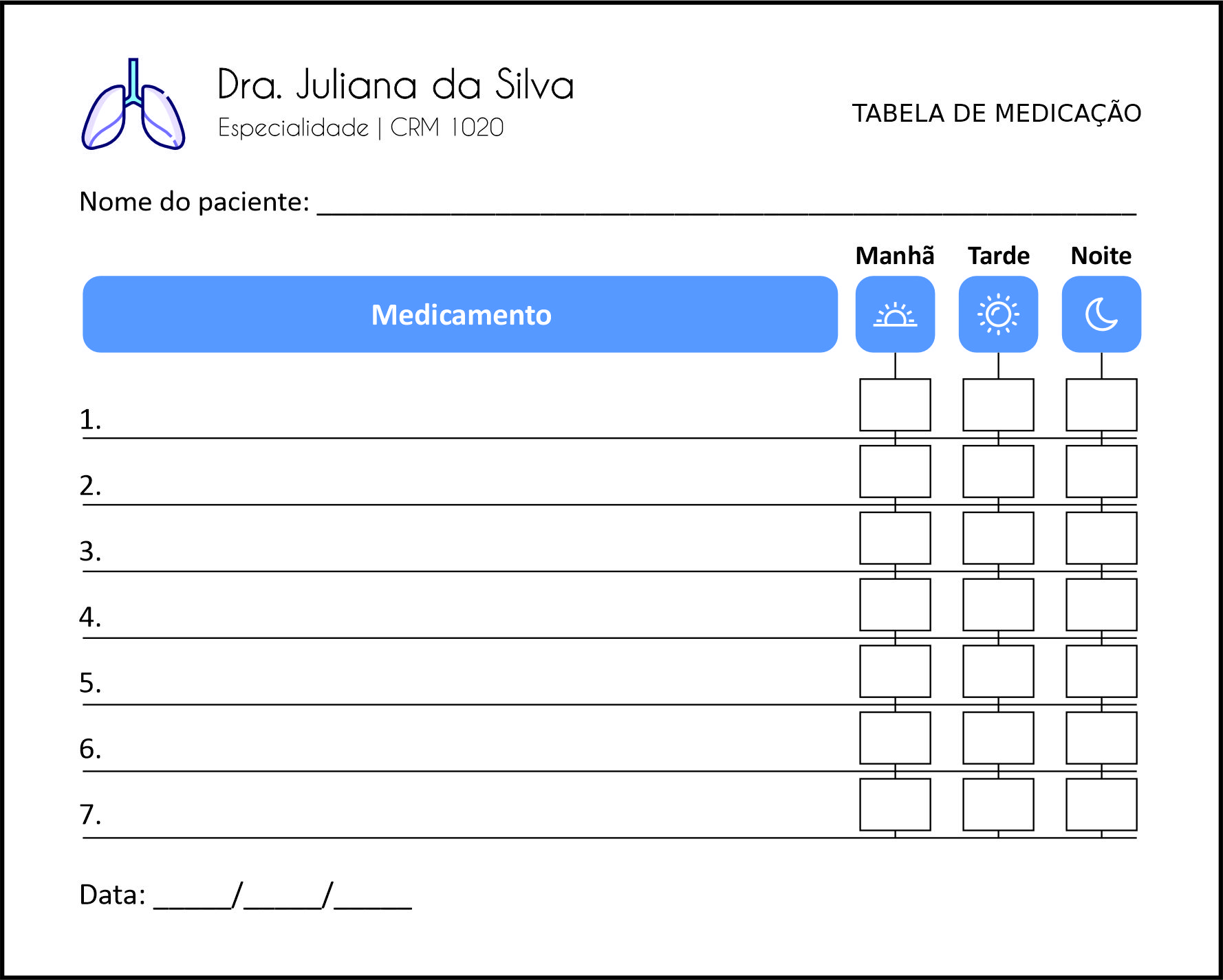 Tabela de Medicação Pneumologia Horsens