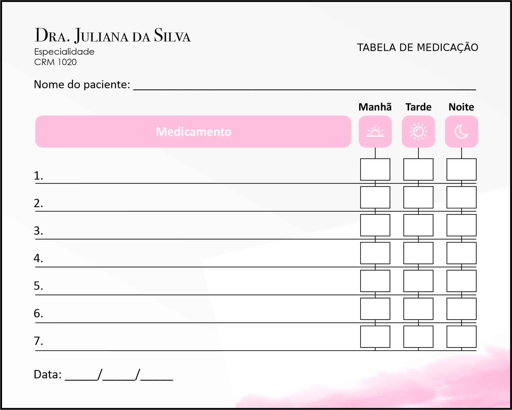 Tabela de Medicação Dermatologista florença