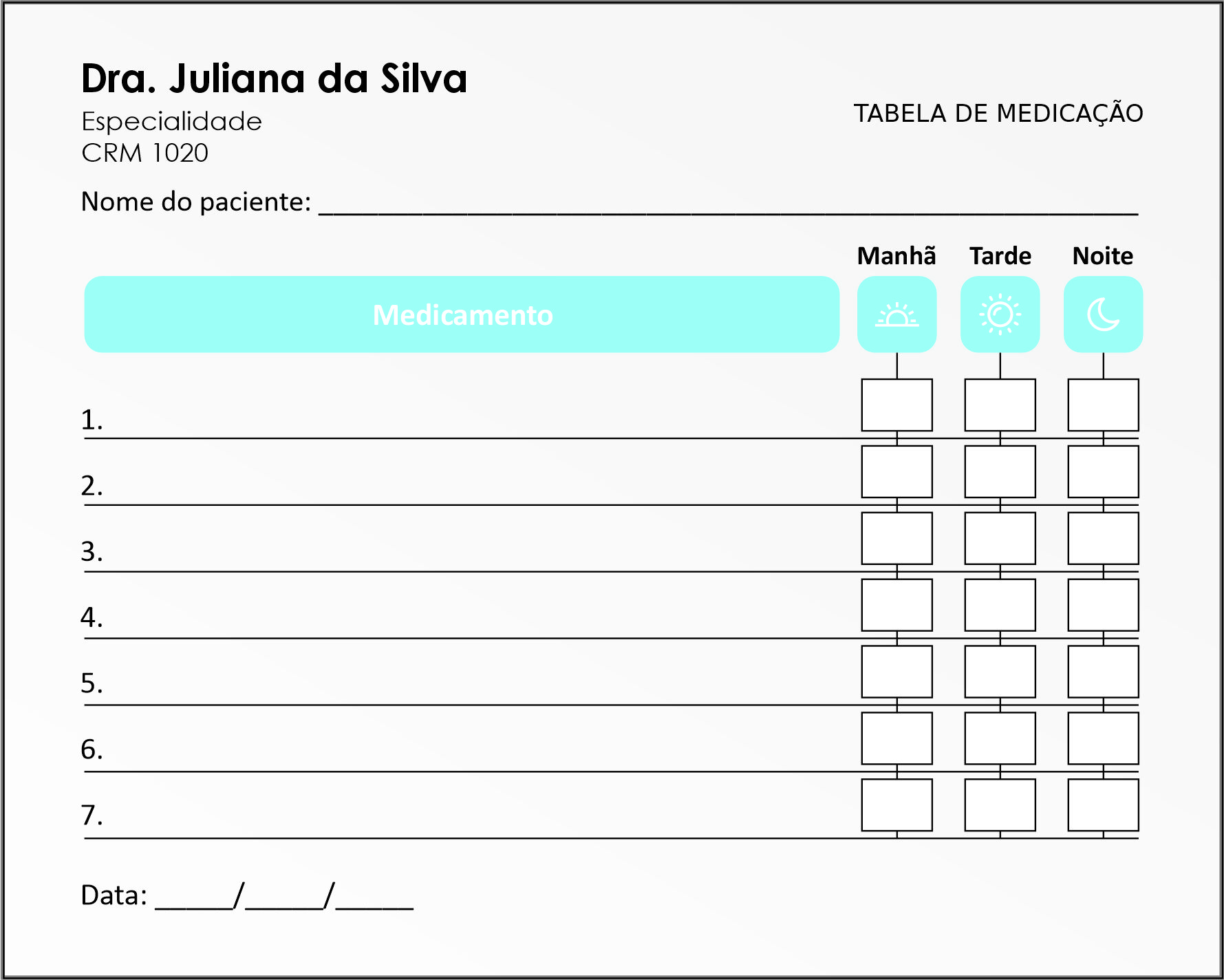 Tabela de Medicação Odontologia Versalhes