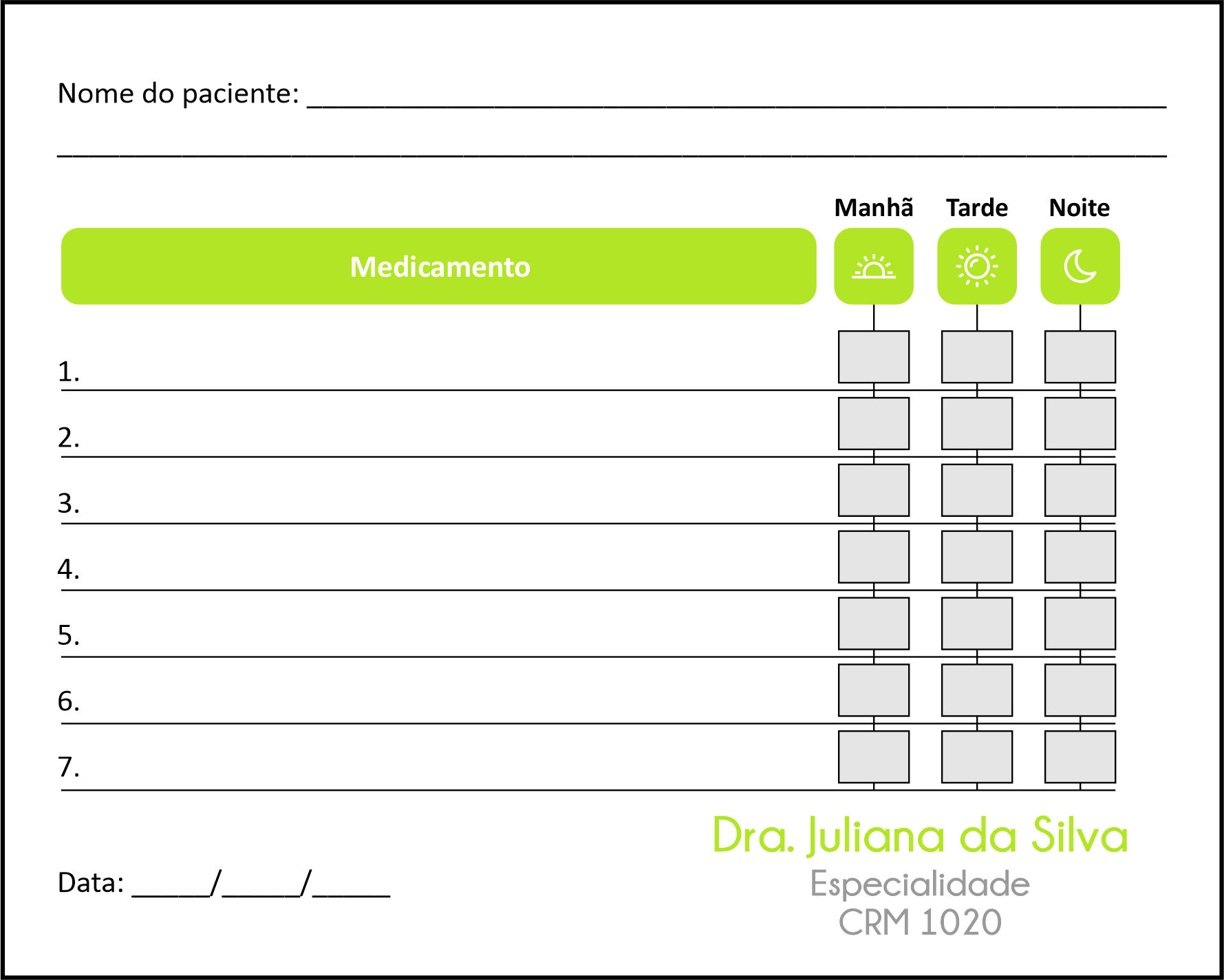 Tabela de Medicação Performance Eger