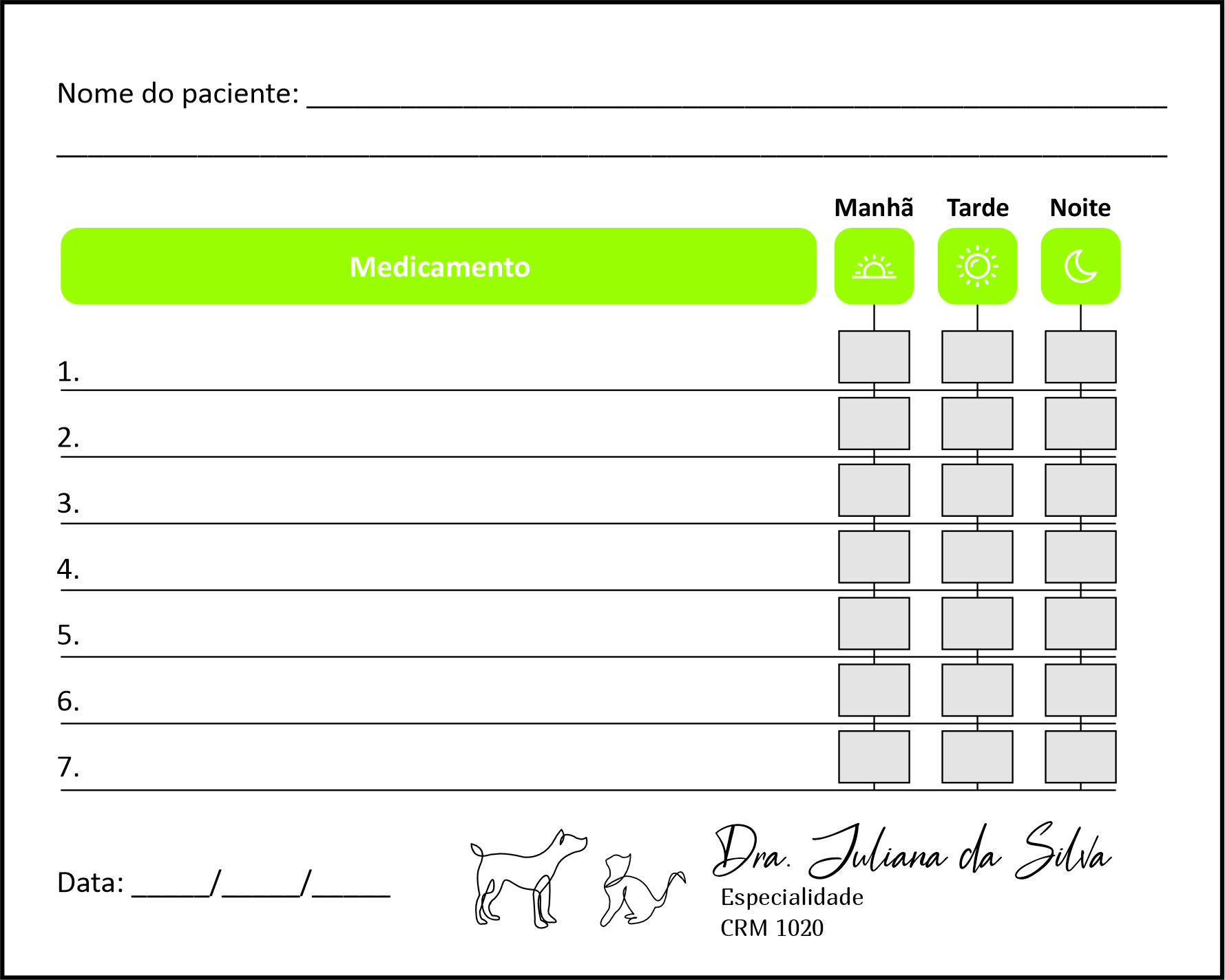Tabela de Medicação Veterinário Leobens